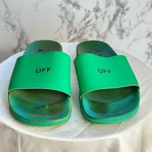 OFF Green Slide Sandals